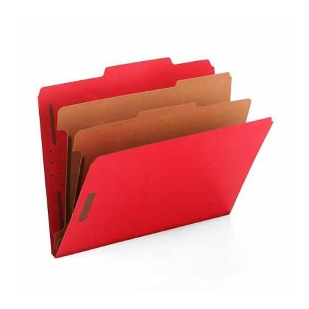 Smead Smead Pressboard Classification Folders, Letter, Six-Section, Bright Red, 10/Box 14031